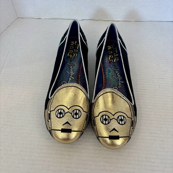 Disney Star Wars Irregular Choice C-3PO Gold Women's Flats Shoes‎ Size 8 NWOB - Picture 1 of 8